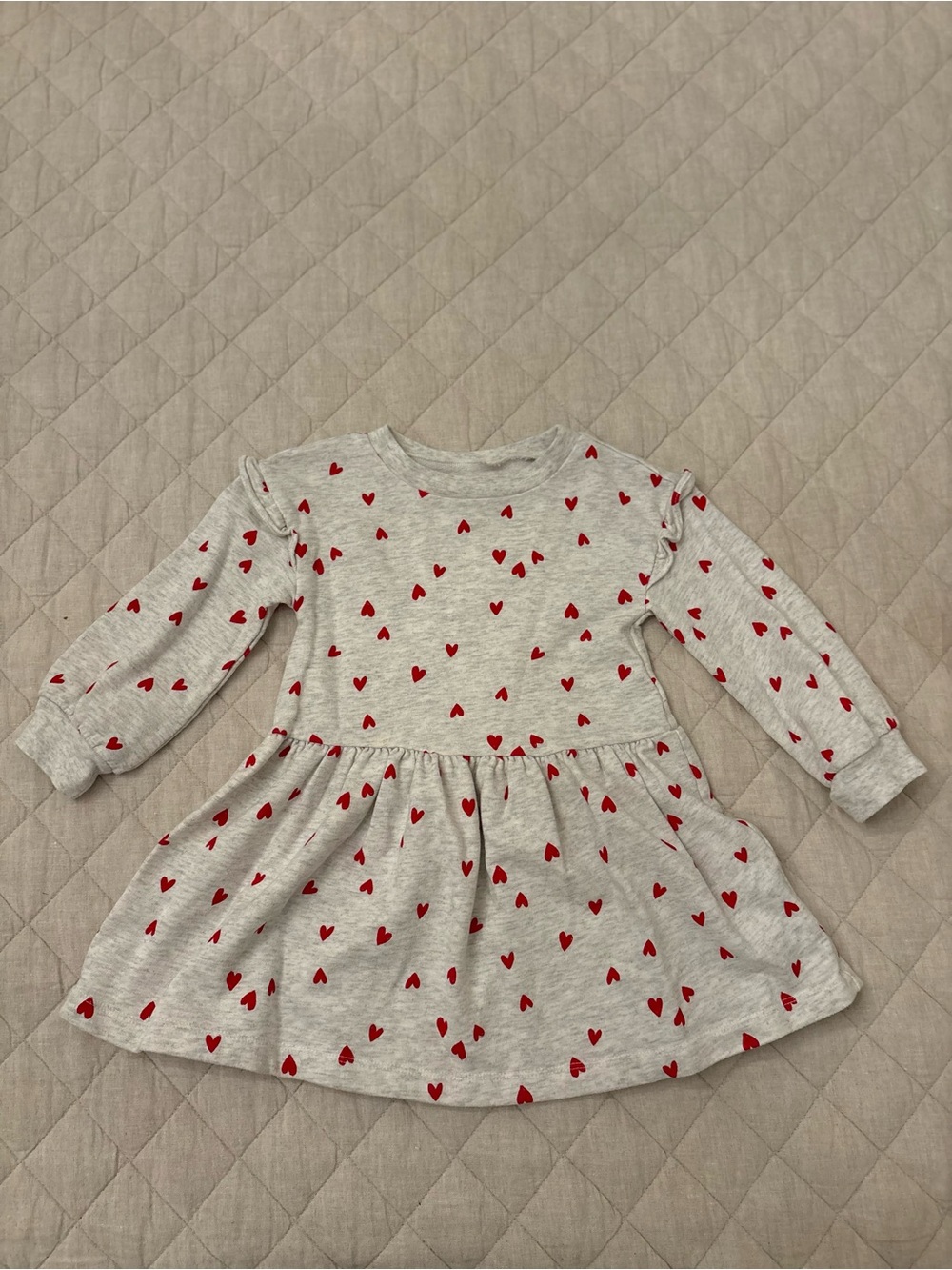 Carter's Heather Gray Dress with Red Heart Print